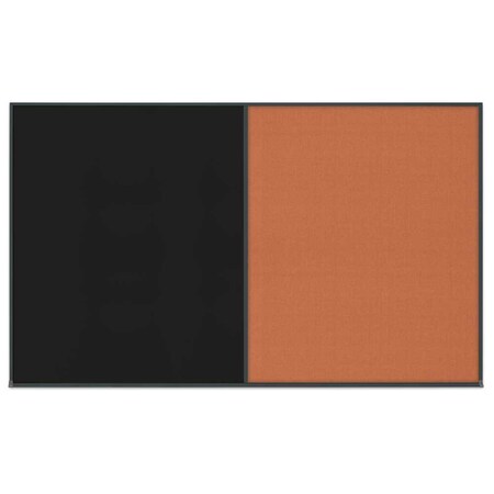 United Visual Products Double Door Radius Corkboard, 60"x36", Hea UV7014RC-BLACK-COBACC